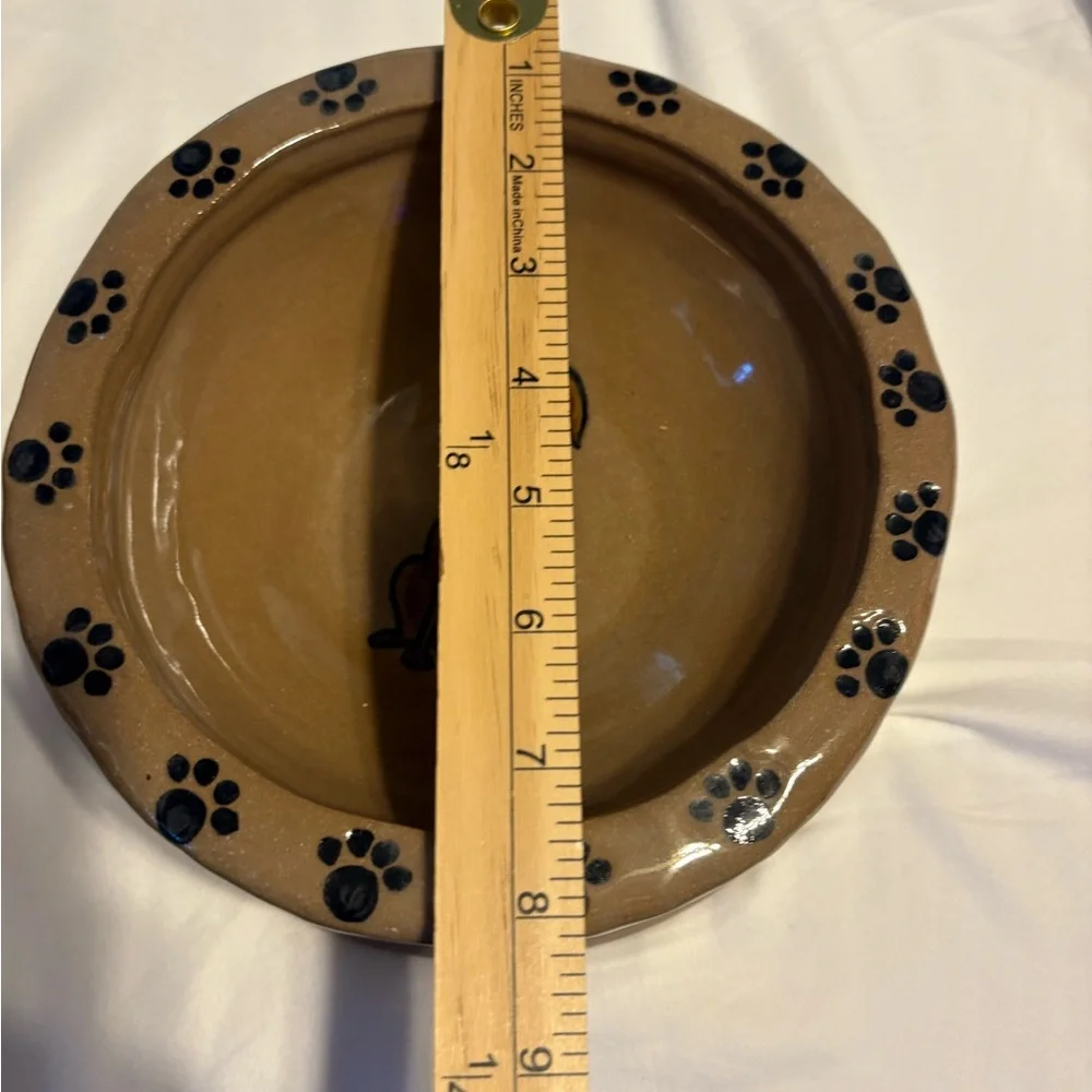 Stoneware Art Pottery-- grey and blue Dog Food Bowl